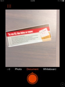 Screenshot of Office Lens framing the bookmark