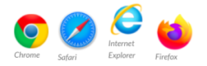 Chrome, Sarafi, Internet Explorer, and Firefox logos