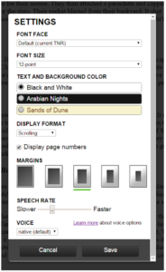 Visual and audio settings