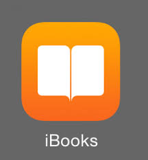 iBooks app logo. Drawing of a white book on an orange background.
