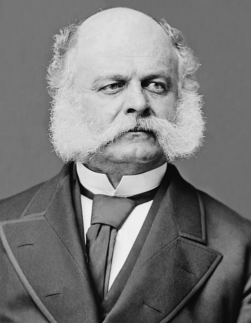 A black and white portrait of Ambrose Burnside