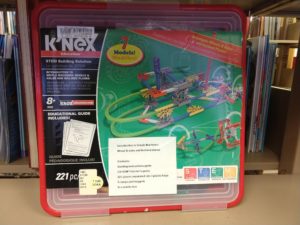 A STEM kit from the TMC collection containing a K’NEX set: Introduction to Simple Machines: Wheels & Axeles and Inclined Planes