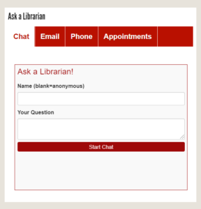 Ask A Librarian Box in myRedDragon