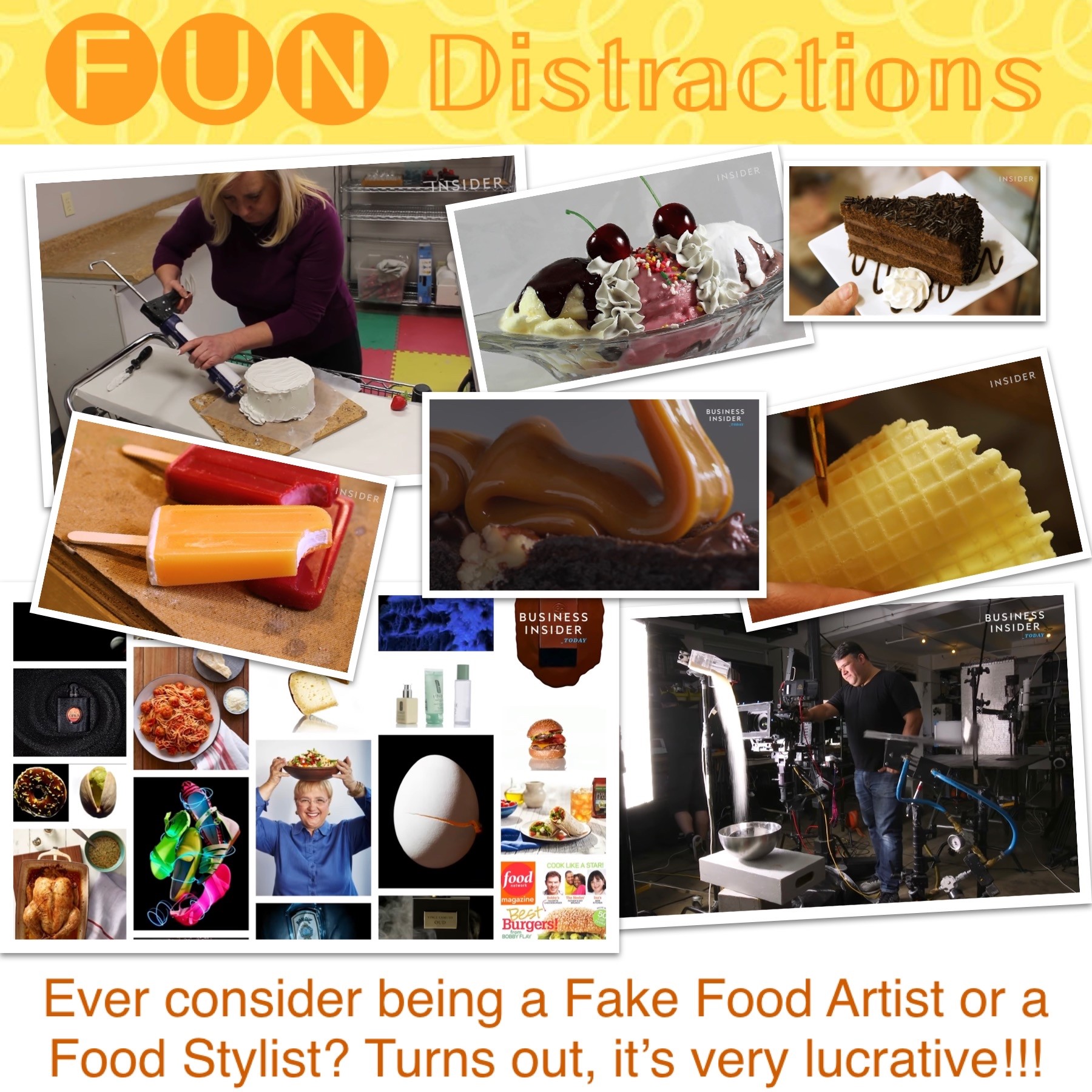 Image advertising the Library’s FUN Distractions series post on Fake Food Artists and Food Stylists