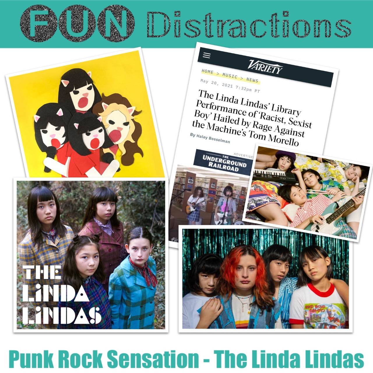 Image advertising the Library’s FUN Distractions series post on The Linda Lindas