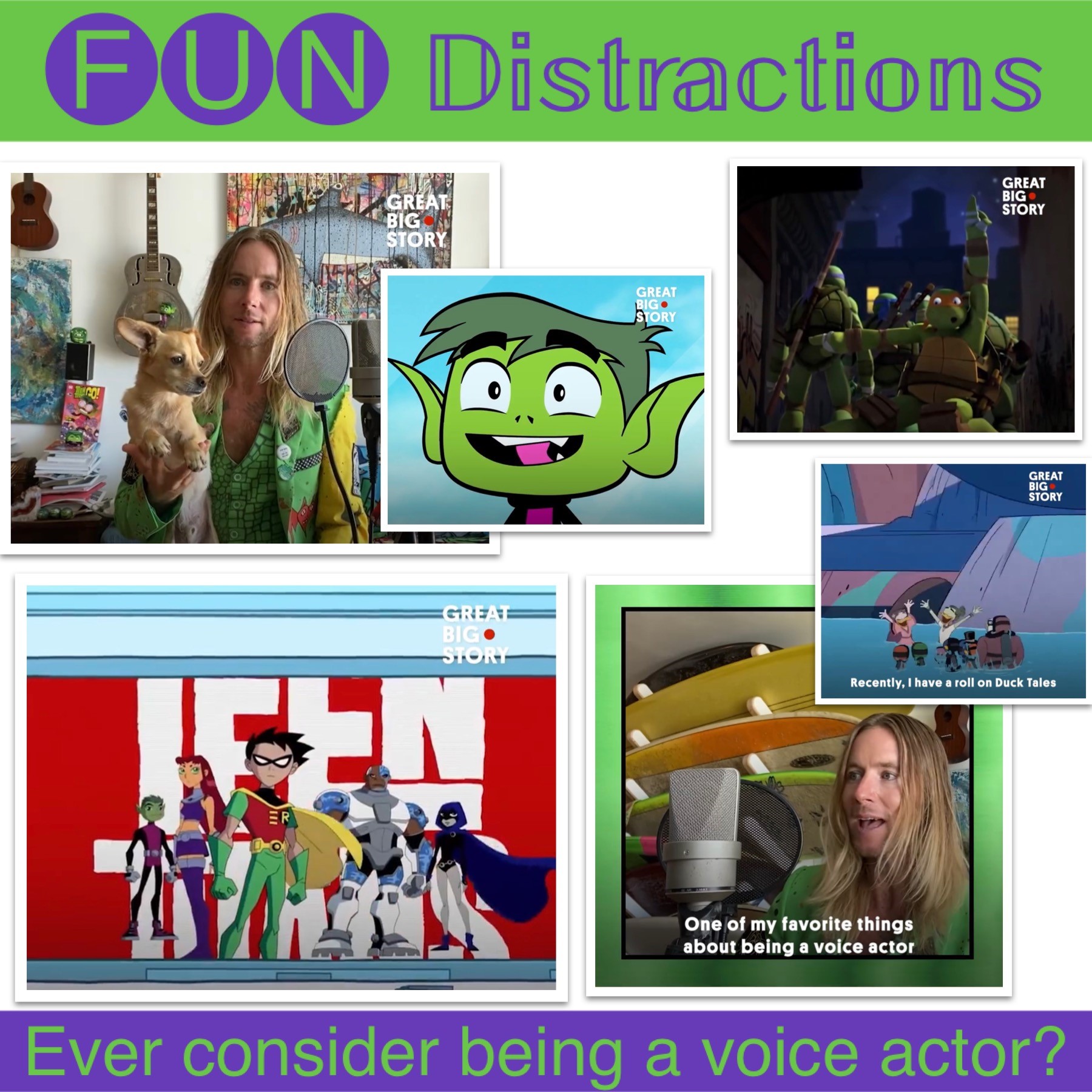 Image advertising the Library’s FUN Distractions series post on voice acting