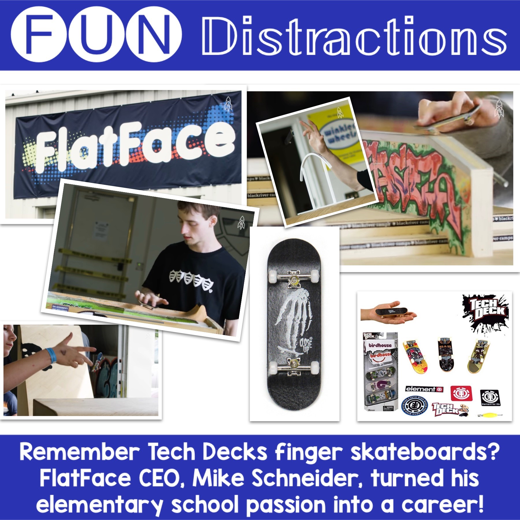 Image advertising the Library’s FUN Distractions series post about FlatFace fingerboards