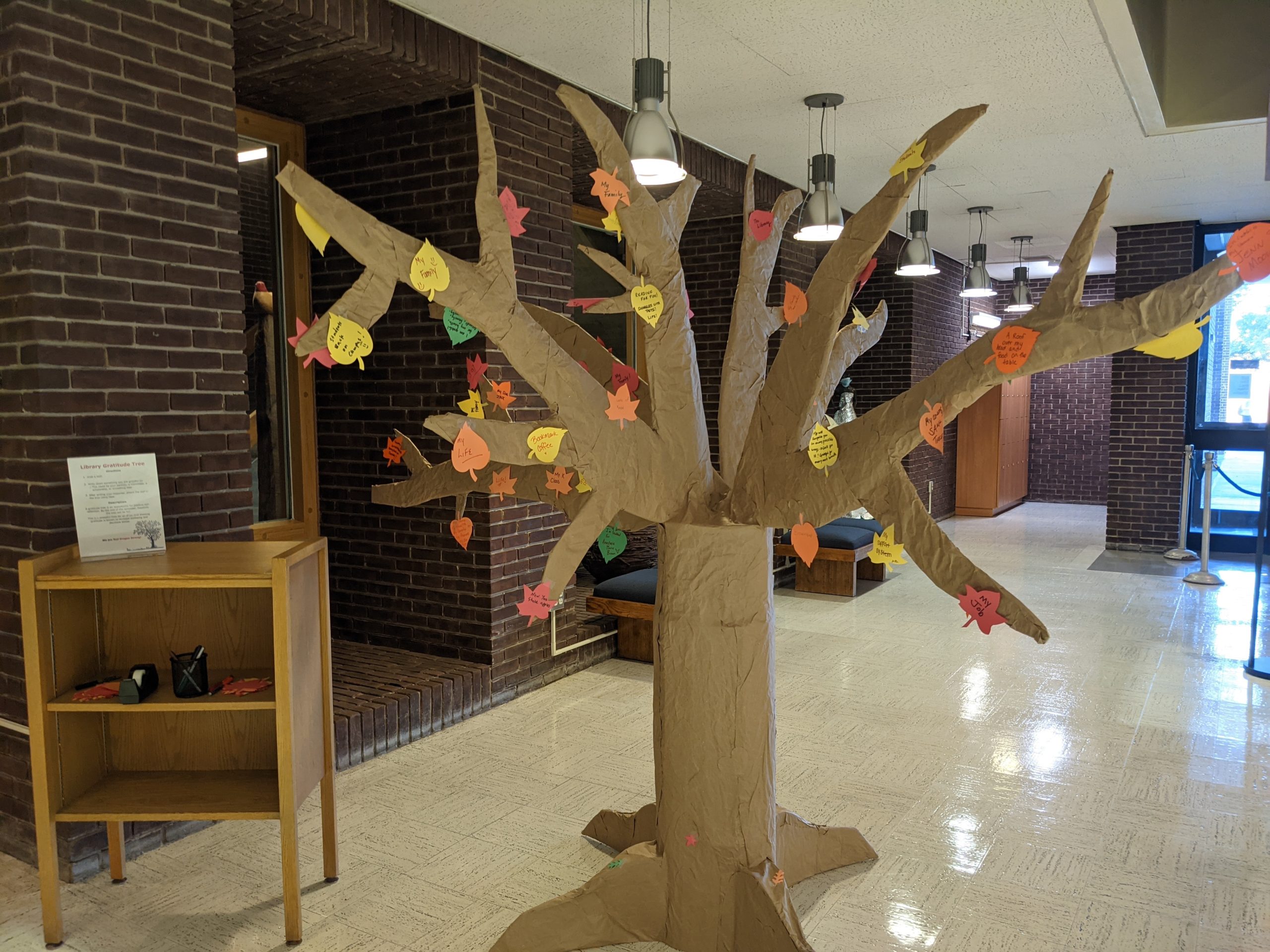Gratitude Tree in Lobby of Memorial Library