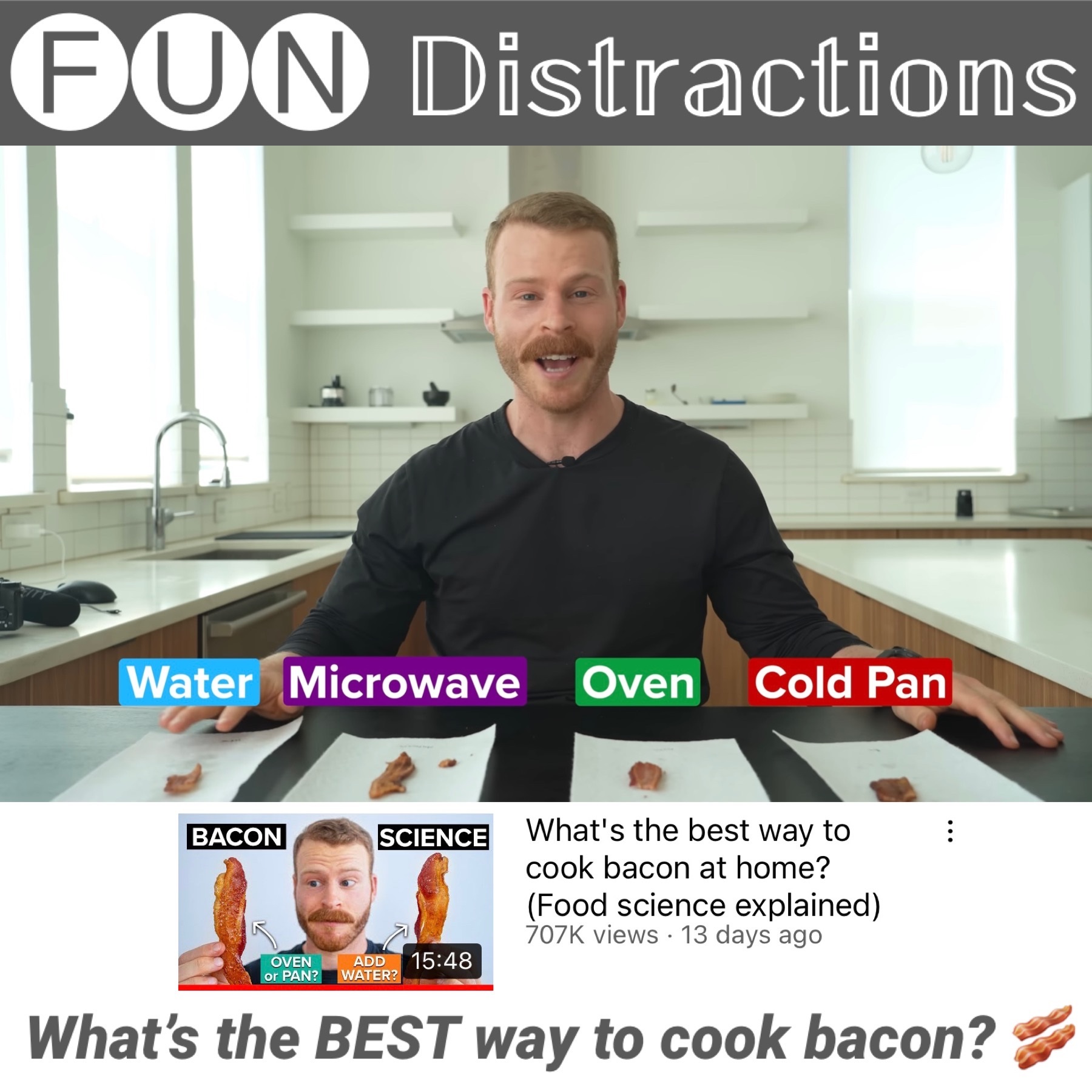 Image asking what's the best way to cook bacon.