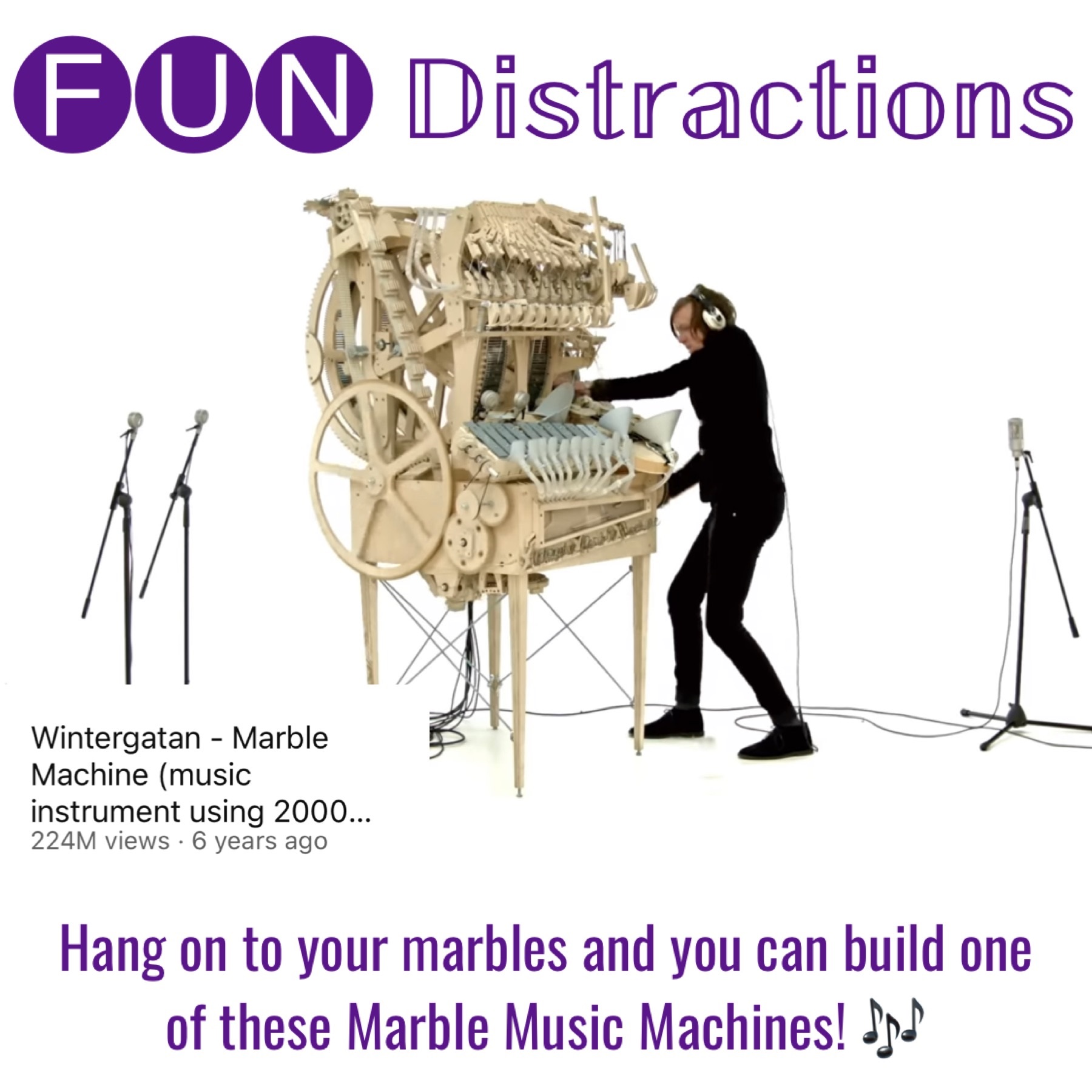 Image of a man playing with a marble music machine.