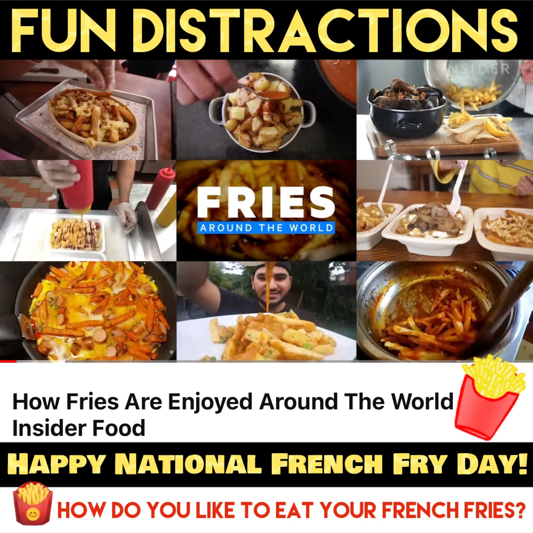 Several images of a variety of french fries
