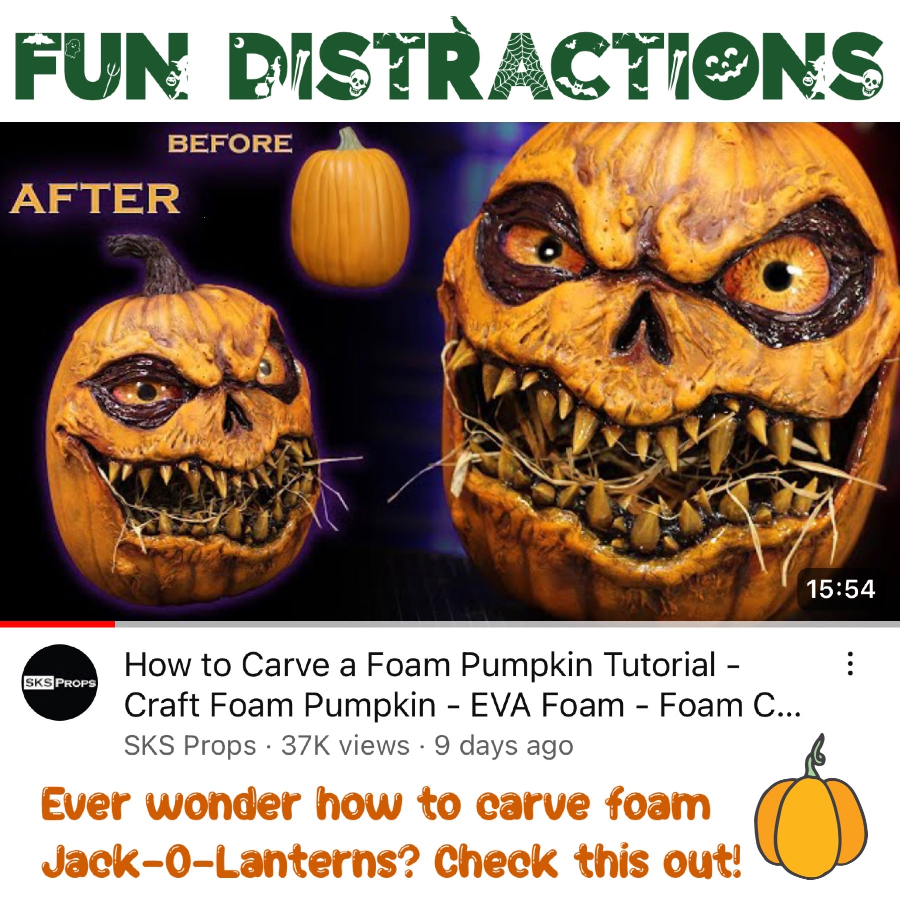 Image of carved foam pumpkins