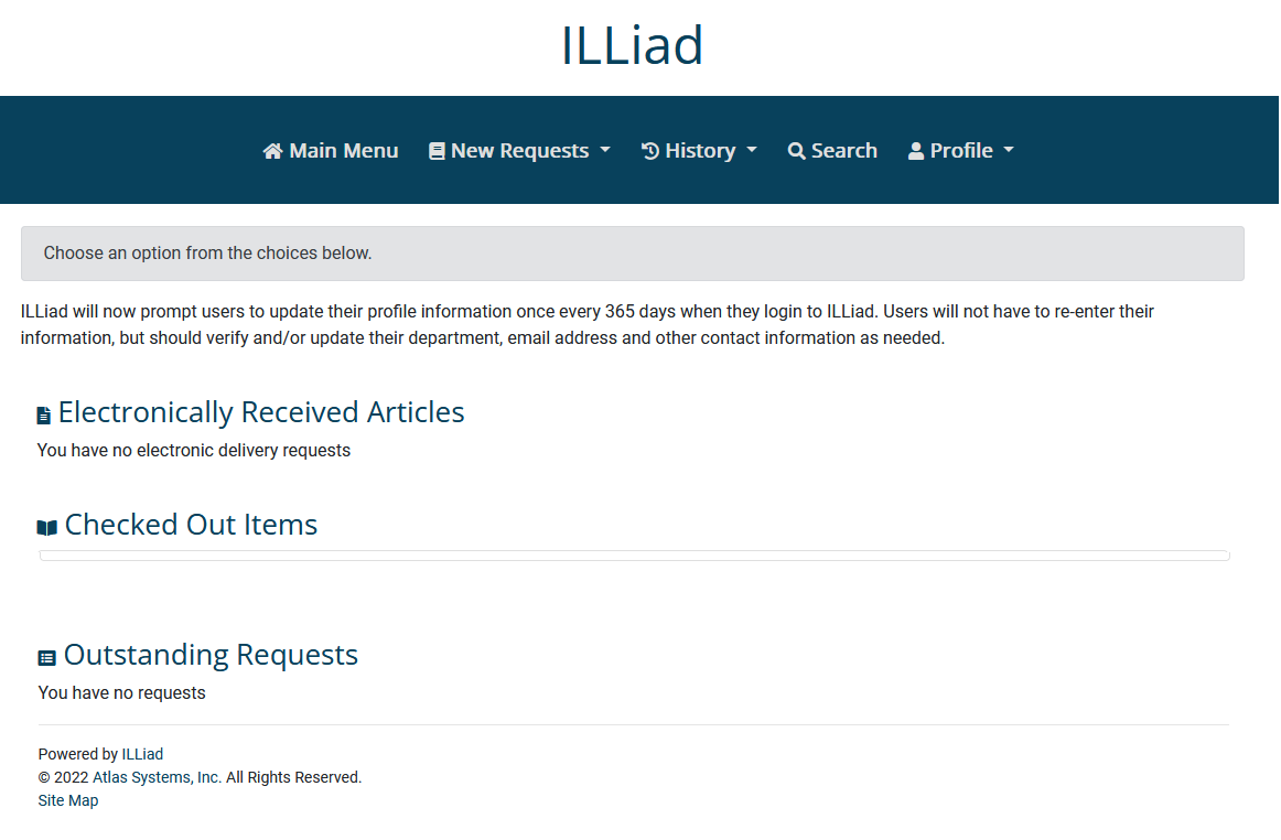 Image of ILLiad account